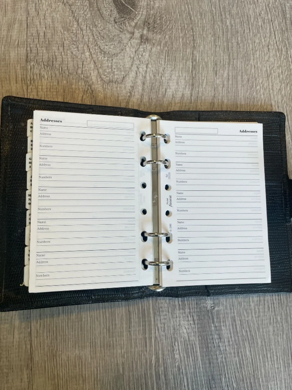 Vintage 90s Filofax Pocket Organizer 4-Ring Planner Binder | Black Lizard Print